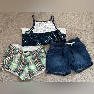 Polka Dot Lace Crop Top and Shorts Set 3 Pieces Girl L 10-12 Cotton Blend Summer